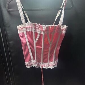 Shirley of Hollywood Pink Satin Lace Bustier